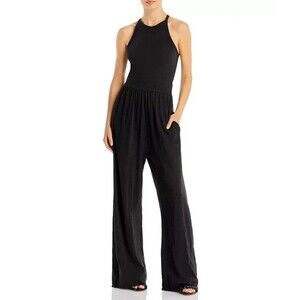 ATM Anthony Thomas Melillo Womens Black Wide Leg Jumpsuit Size Large